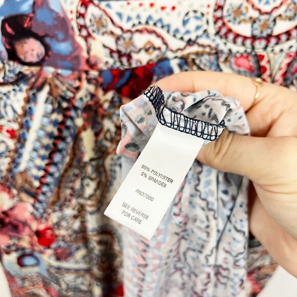 Cato Blue & Red Floral Print Asymmetrical Midi Dress Boho - Size 18/20 - Picture 4 of 6